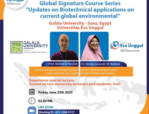 Esa Unggul Gelar GSC Series “Updates on Biotechnological Applications on Environmental” dengan Galala University – Suez, Egypt